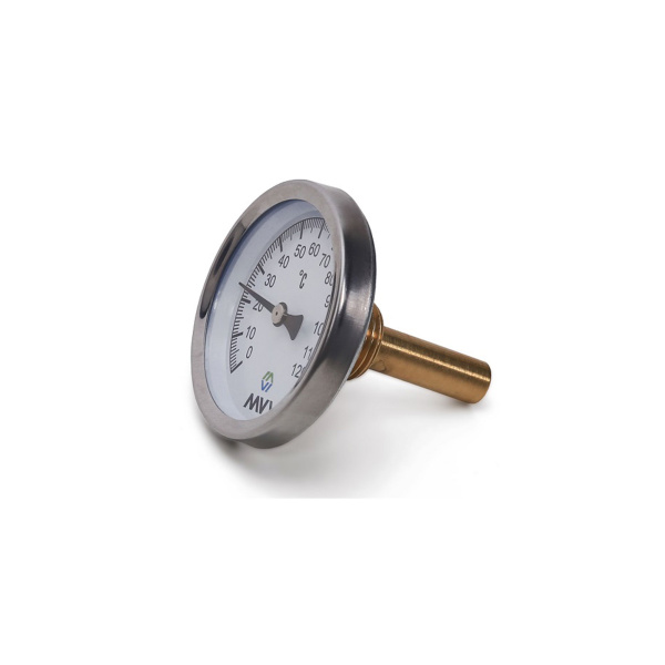 Термометр аксиальный MVI, 0-120C, D63 мм, погружной, подключение G1/2
